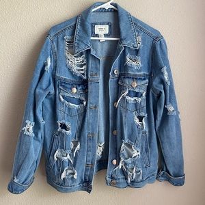 Oversized distressed Jean jacket